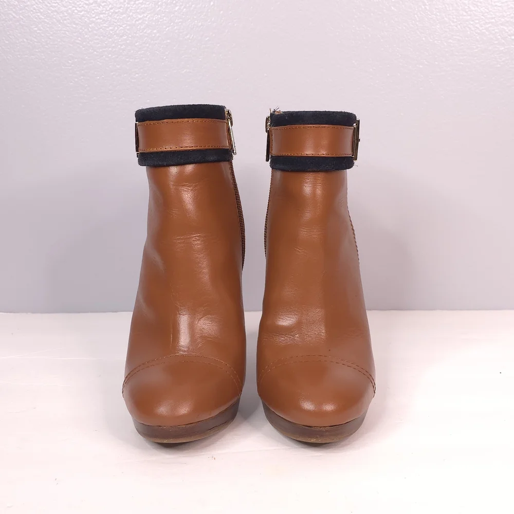 Tory Burch Cognac/Navy Belinda Ankle Bootie - Picture 11 of 12